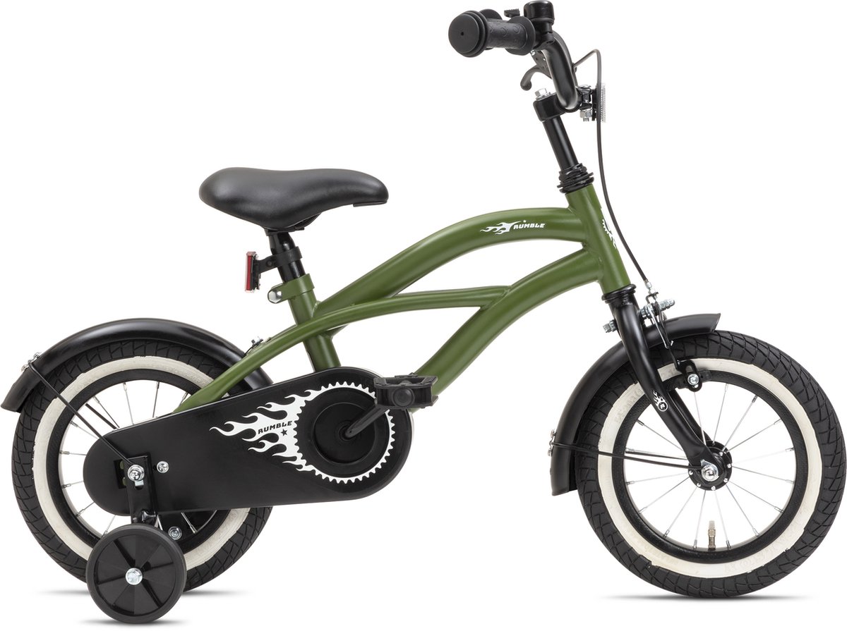 Nogan Rumble - Kinderfiets - Jongensfiets - 12 inch - Leger Groen Kinderfiets kopen online