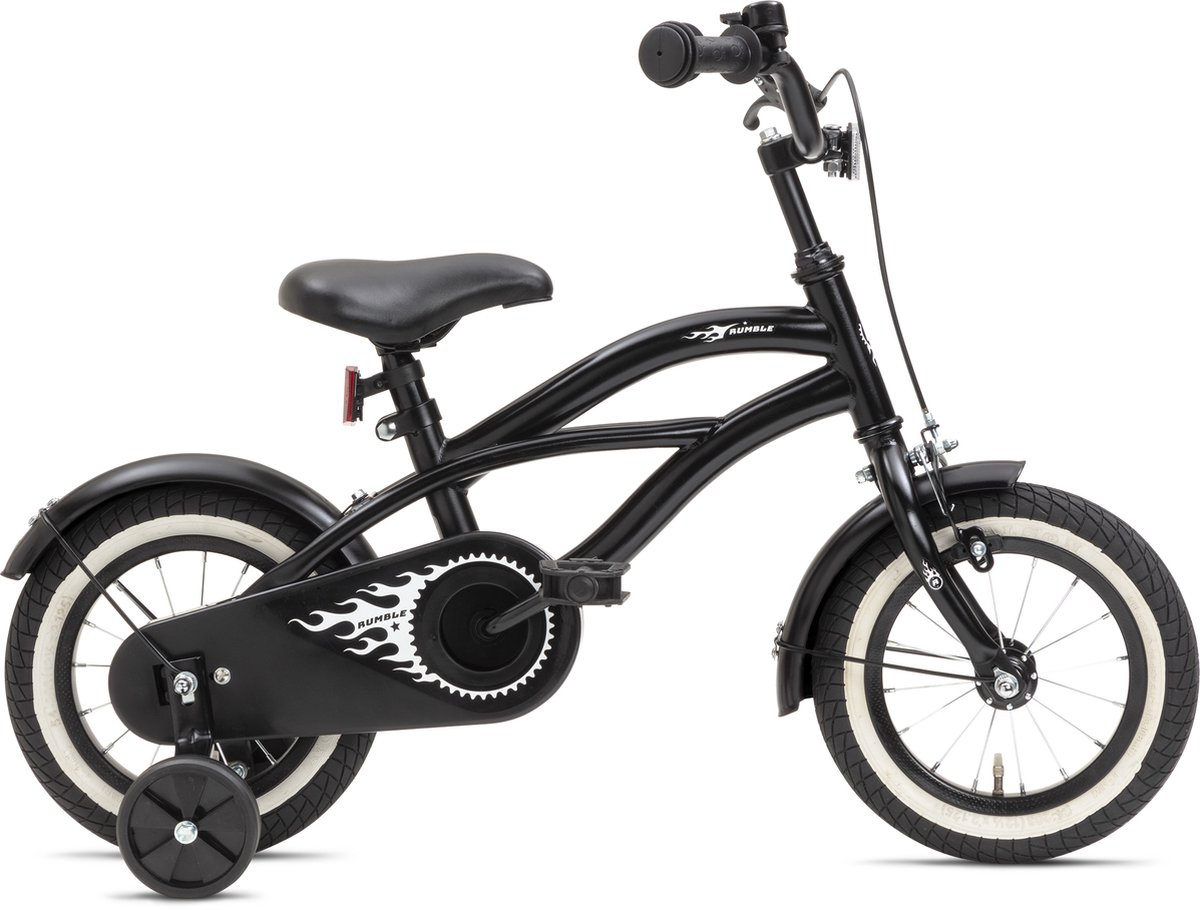 nogan rumble kinderfiets jongensfiets 12 inch mat zwart