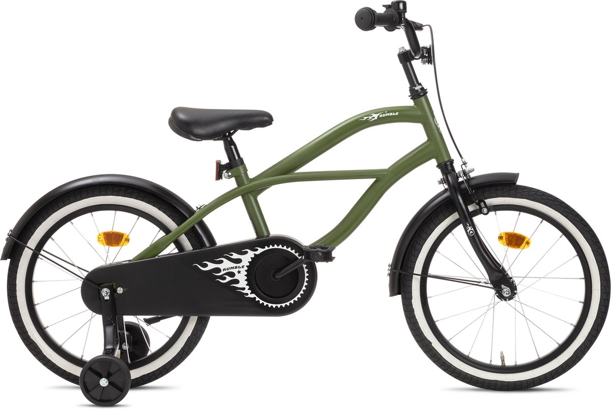 Nogan Rumble - Kinderfiets - Jongensfiets - 18 inch - Leger Groen Kinderfiets kopen online