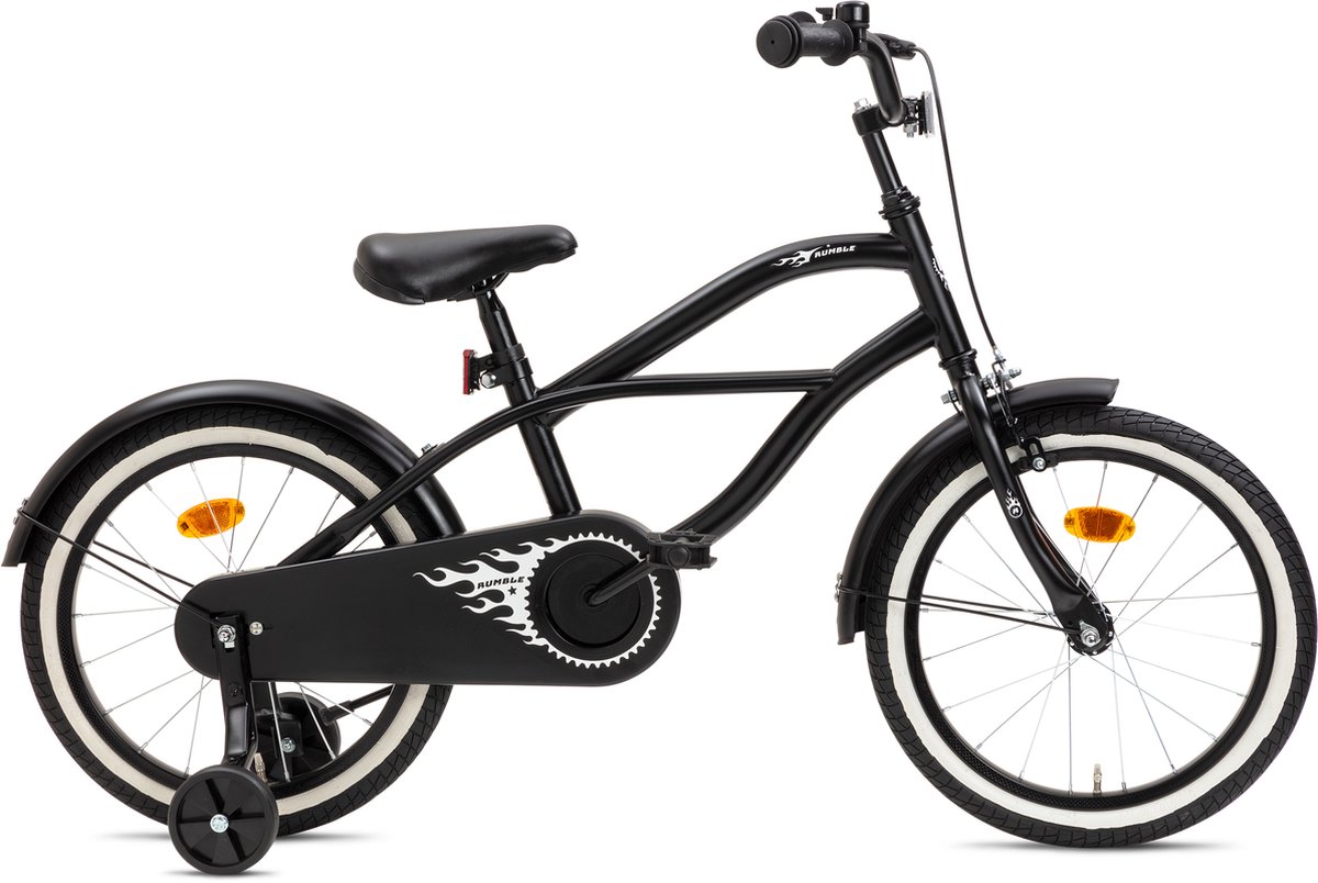 Nogan Rumble - Kinderfiets - Jongensfiets - 18 inch - Mat Zwart Kinderfiets kopen online