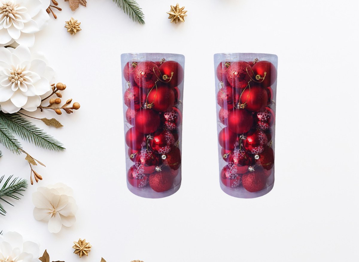 onbreekbare kerstballen set 48 stuks rood 6 cm