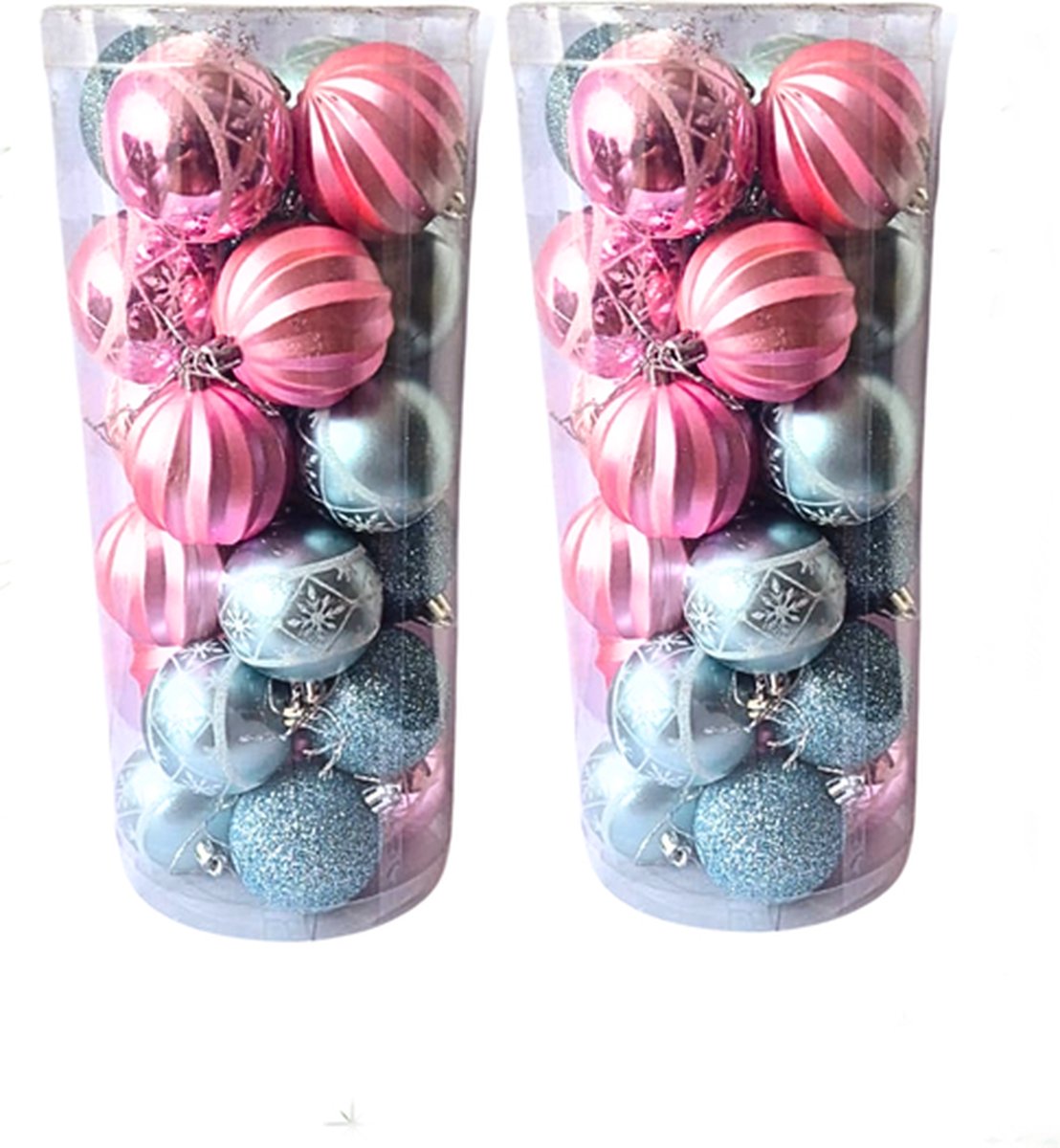Onbreekbare Kerstballen Set – 48 Stuks (Roze/Blauw) – 6 cm Fiets kopen online
