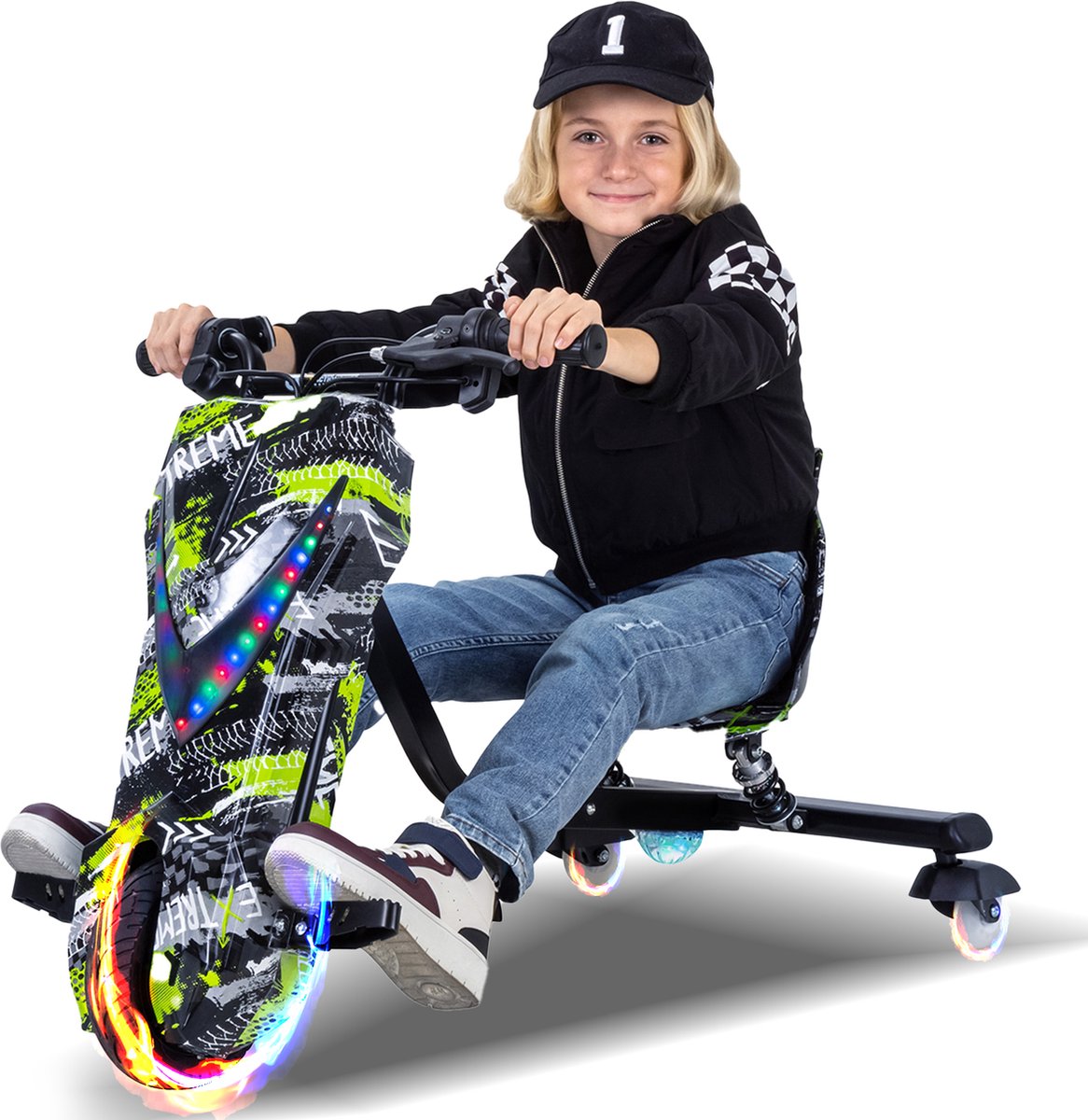 Play-on - Elektrische Drift Trike - Groen - incl. Bluetooth speakers, LED-Verlichting - 15/20KM/H - DriftTrike - Drift Trikes kopen online