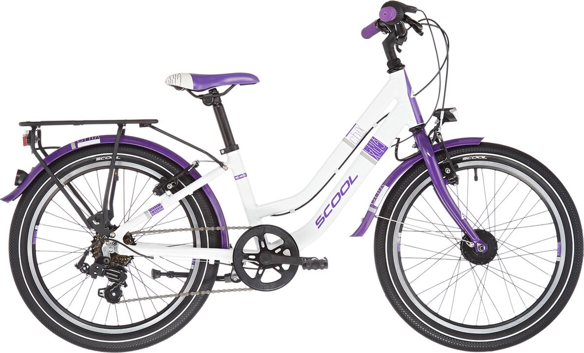 s'cool chiX twin alloy 20 7-S Kinderen, wit/violet Fiets kopen online