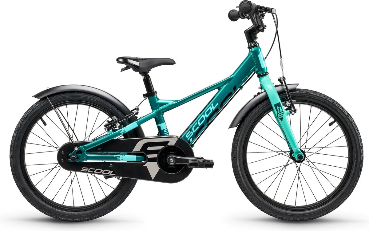 Scool XXlite EVO 18 inch 1 speed vrijloop naaf, cyan/blauw Kinderfiets kopen online
