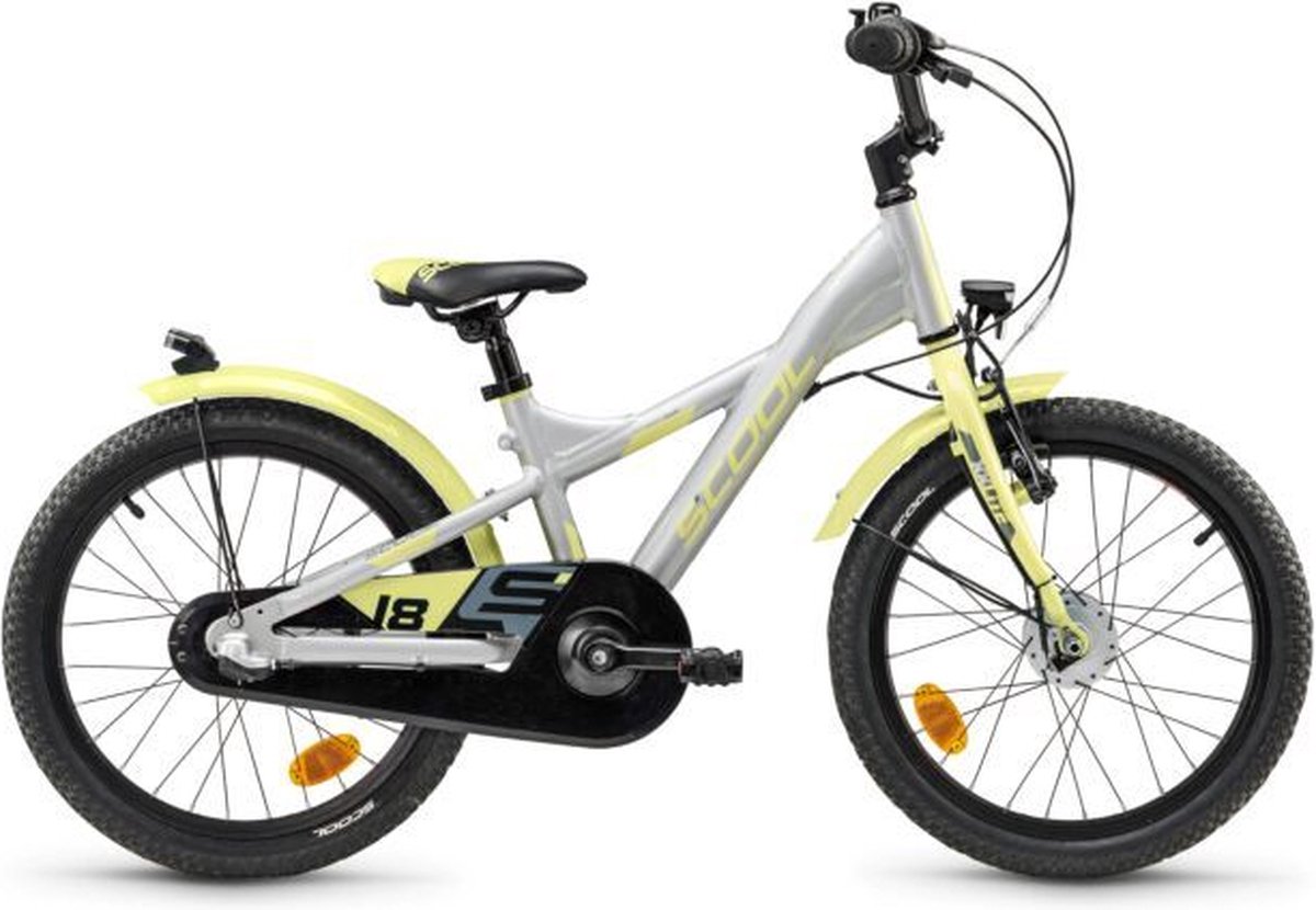scool xxlite street 18 inch 3 versnellingen vrijloop naaf grijs geel