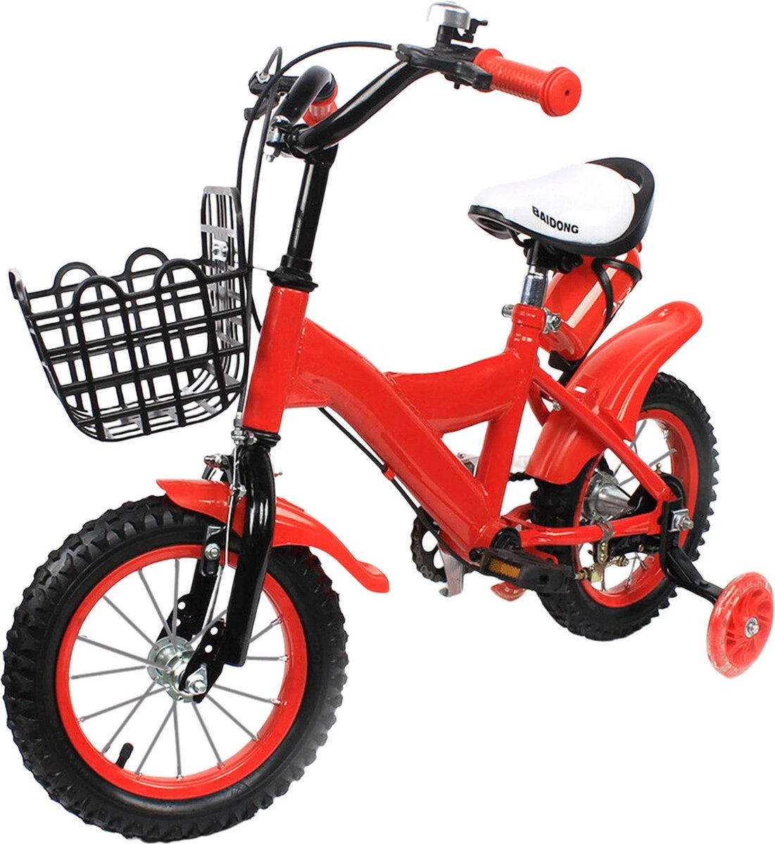 Seastone Kinderfiets - Voor Meisjes en Jongens - 12 inch - met zijwieltjes - Geschikt vanaf 2 jaar -Rood Kinderfiets kopen online