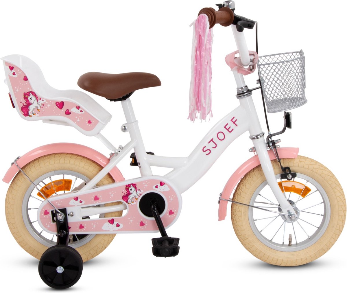 SJOEF Dolly Meisjesfiets 12 inch - Wit Kinderfiets kopen online