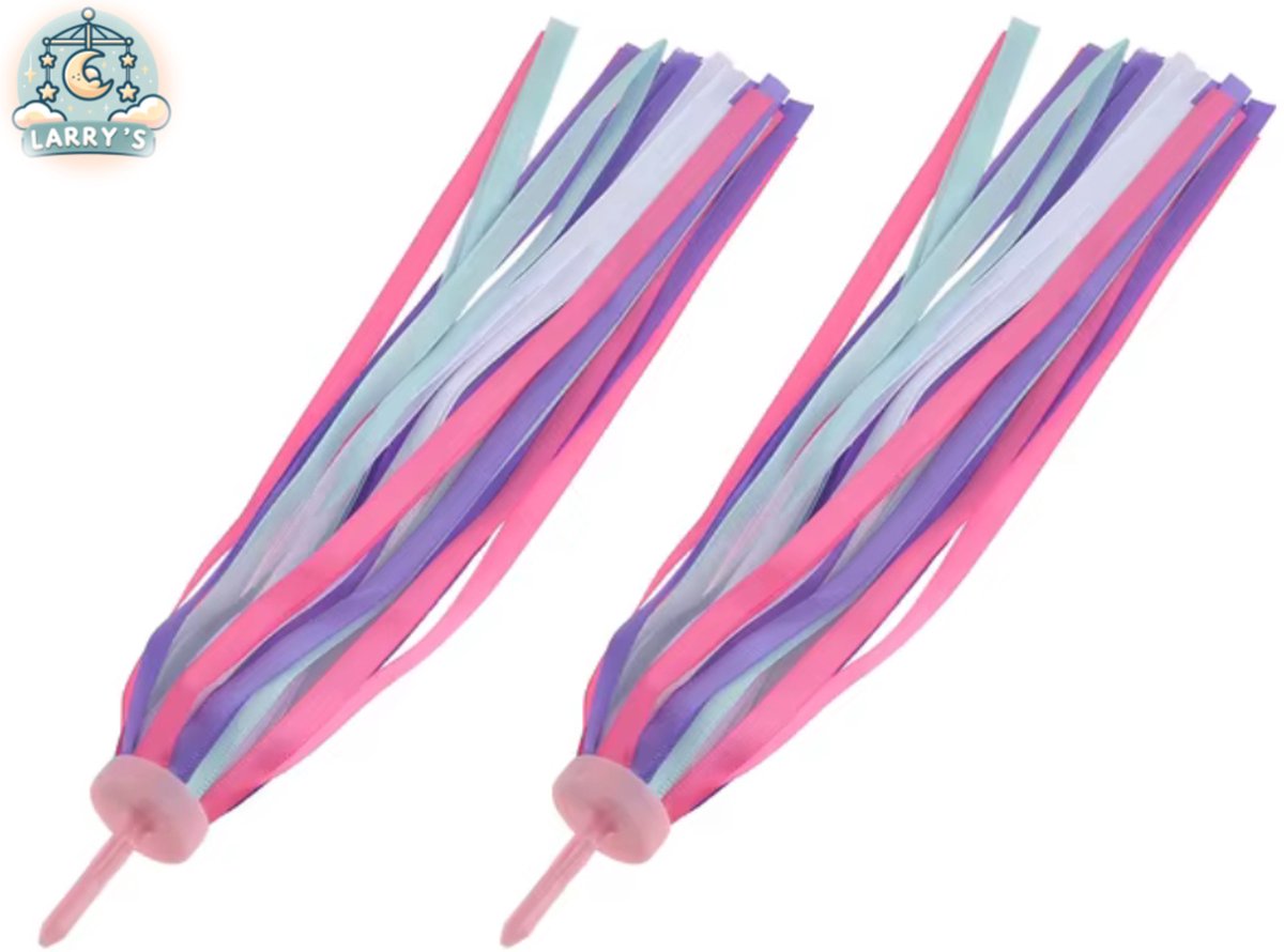 Stuurslingers - Kinderfiets versiering - Handvat Streamers - Roze, Paars, Blauw - 2 Stuks - Larry's Kinderfiets kopen online