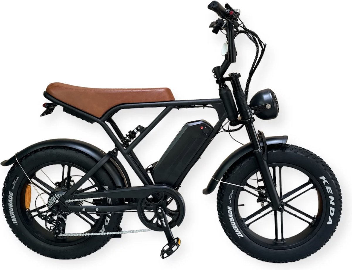 Vilolux® Fatbike electrisch - Fatbike H9 PRO - Bruin zadel - Legaal - Rijklaar - Niet opvoerbare fatbikes - 2 Jaar garantie - Telefoontasje - Hydraulische remmen - Alarm - Zwart Fiets (elektrisch) kopen online