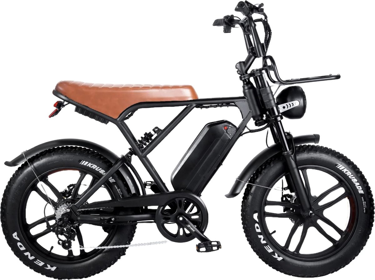 Vilolux® Fatbike electrisch - Fatbike H9 PRO - Voorrek - Bruin zadel - Legaal - Rijklaar - Niet opvoerbare fatbikes - 2 Jaar garantie - Telefoontasje - Hydraulische remmen - Alarm - Zwart Fiets (elektrisch) kopen online