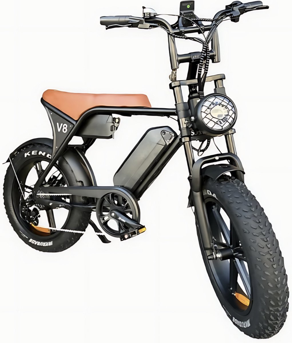 vilolux fatbike electrisch fatbike v8 dubbele accu pro bruin zadel legaal rijklaar niet opvoerbare fatbikes 2 jaar garantie hydraulische remmen alarm zwart