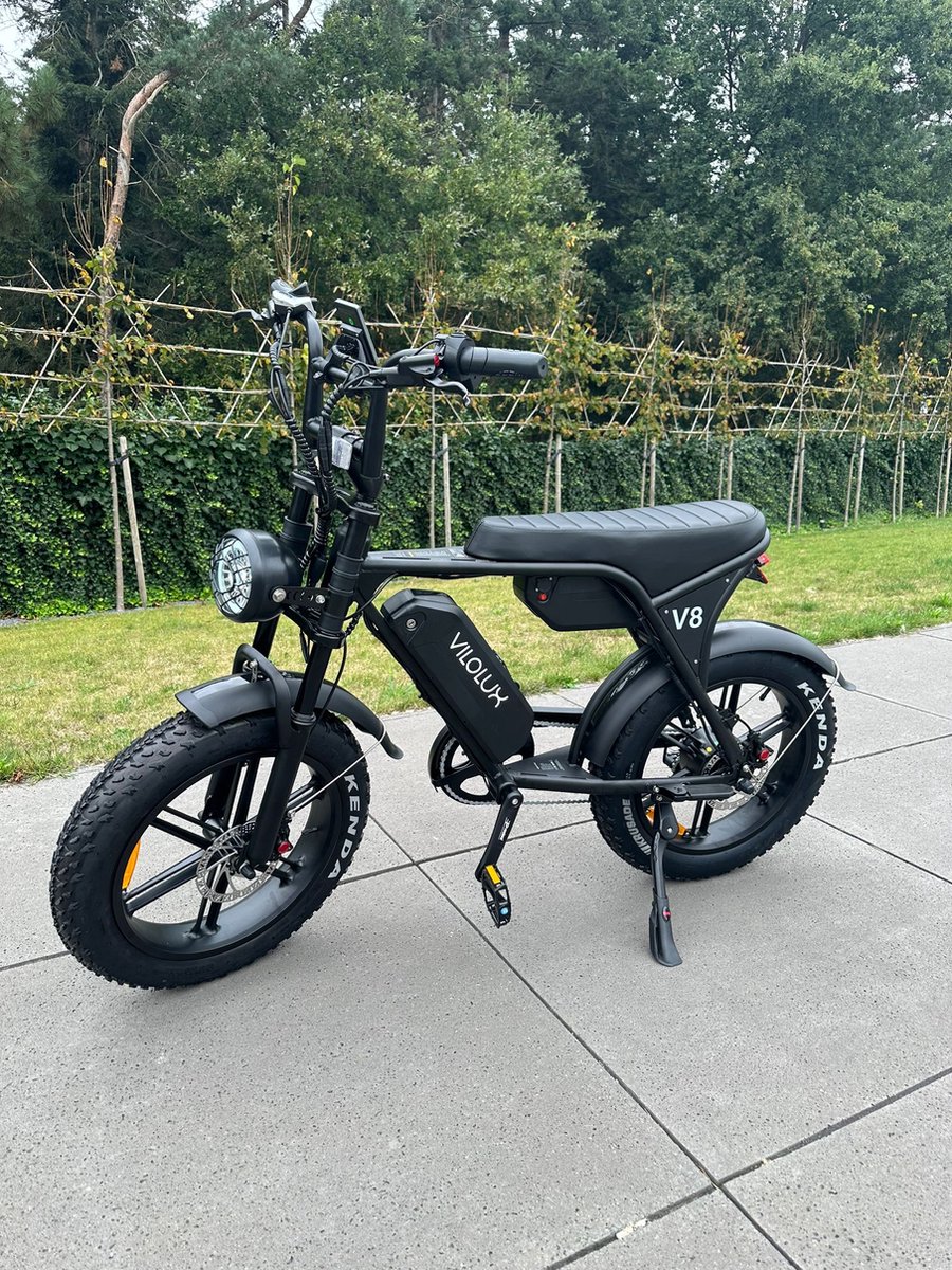 vilolux fatbike electrisch fatbike v8 dubbele accu pro legaal rijklaar niet opvoerbare fatbikes 2 jaar garantie hydraulische remmen alarm zwart