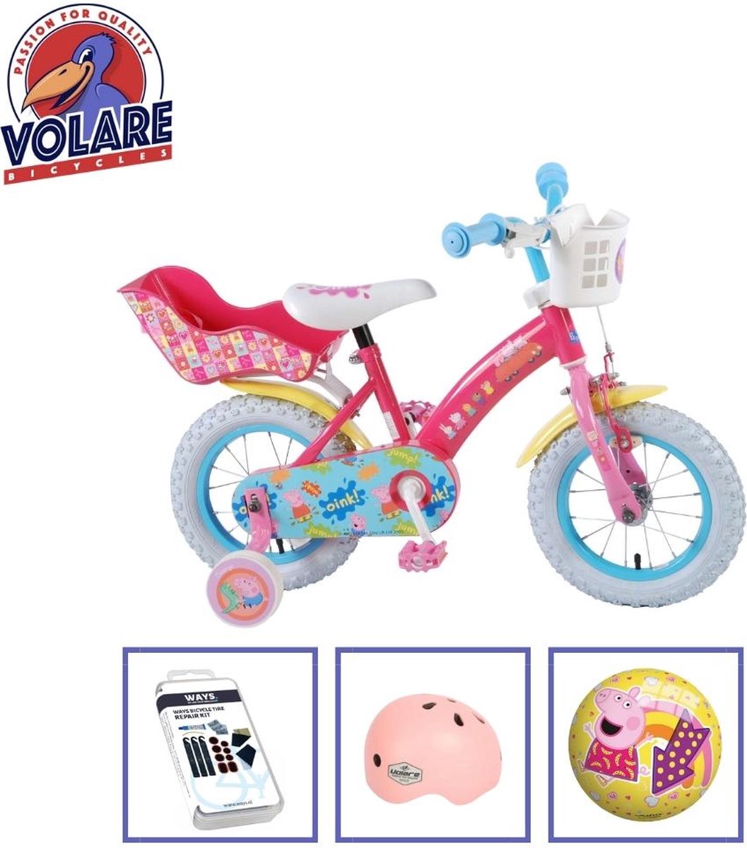 volare kinderfiets peppa pig 12 inch roze met fietshelm en accessoires