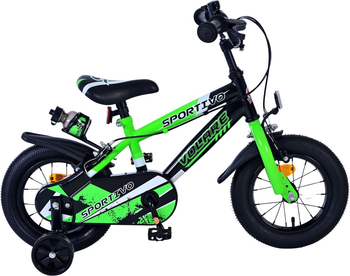 volare sportivo kinderfiets jongens 12 inch groen zwart