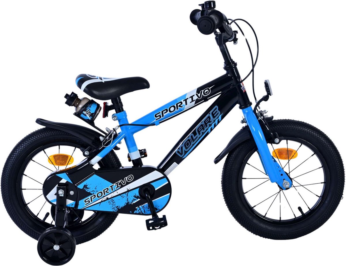 Volare Sportivo Kinderfiets - Jongens - 14 inch - Blauw Zwart - Twee Handremmen Kinderfiets kopen online
