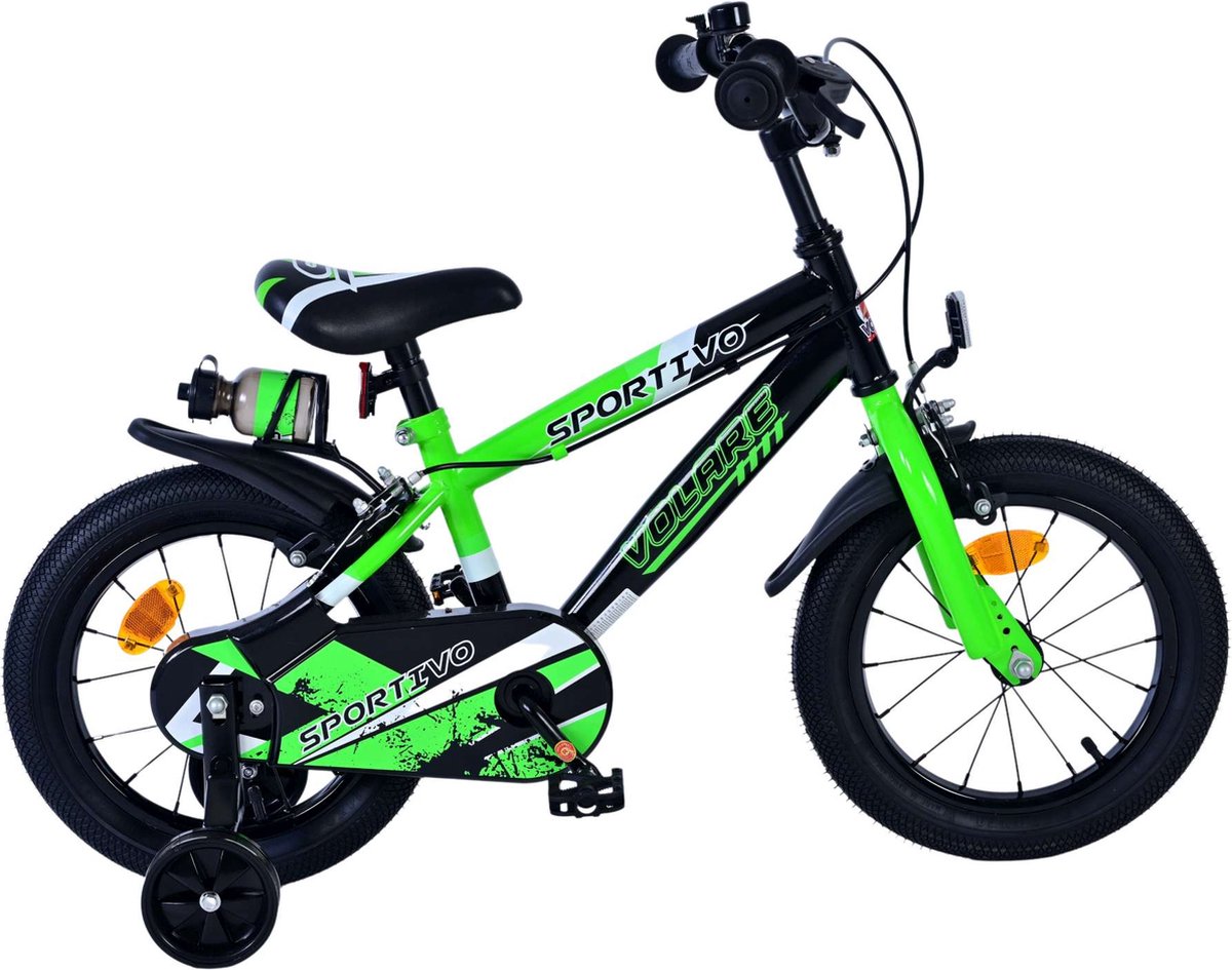 Volare Sportivo Kinderfiets - Jongens - 14 inch - Groen Zwart - Kinderfiets kopen online