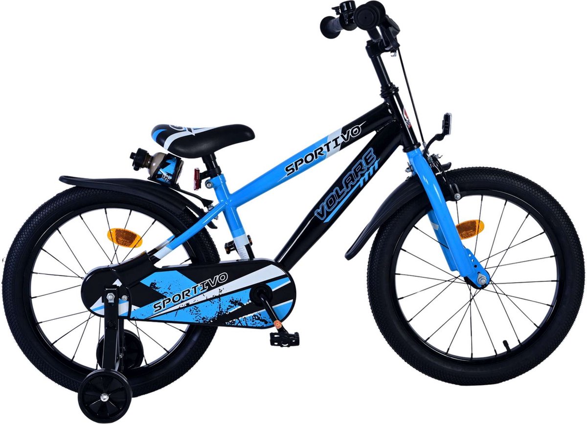 Volare Sportivo Kinderfiets - Jongens - 18 inch - Blauw Zwart Kinderfiets kopen online