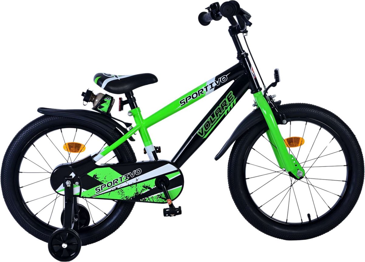 Volare Sportivo Kinderfiets - Jongens - 18 inch - Groen Zwart Kinderfiets kopen online