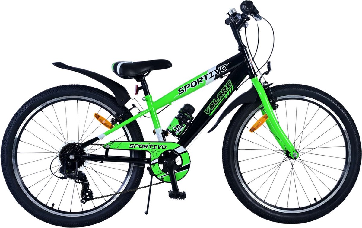 volare sportivo kinderfiets jongens 24 inch 7 speed zwart groen