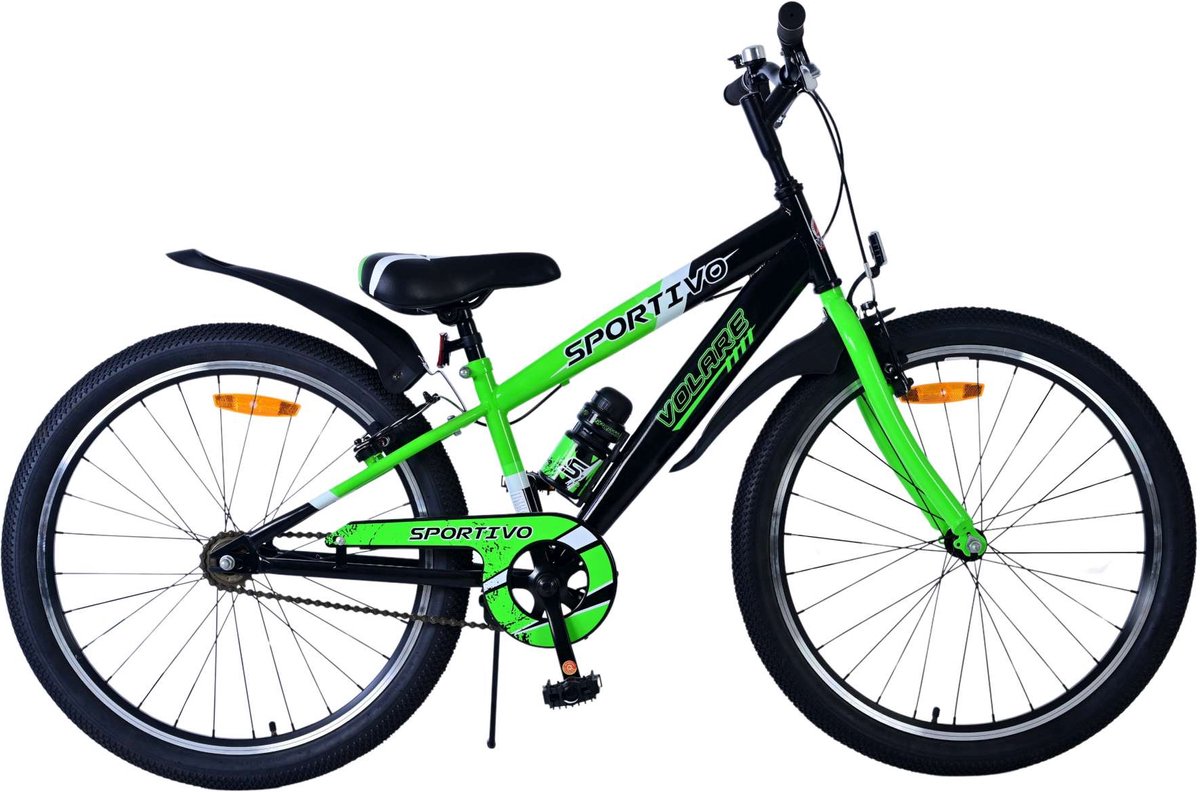 volare sportivo kinderfiets jongens 24 inch zwart groen twee handremmen