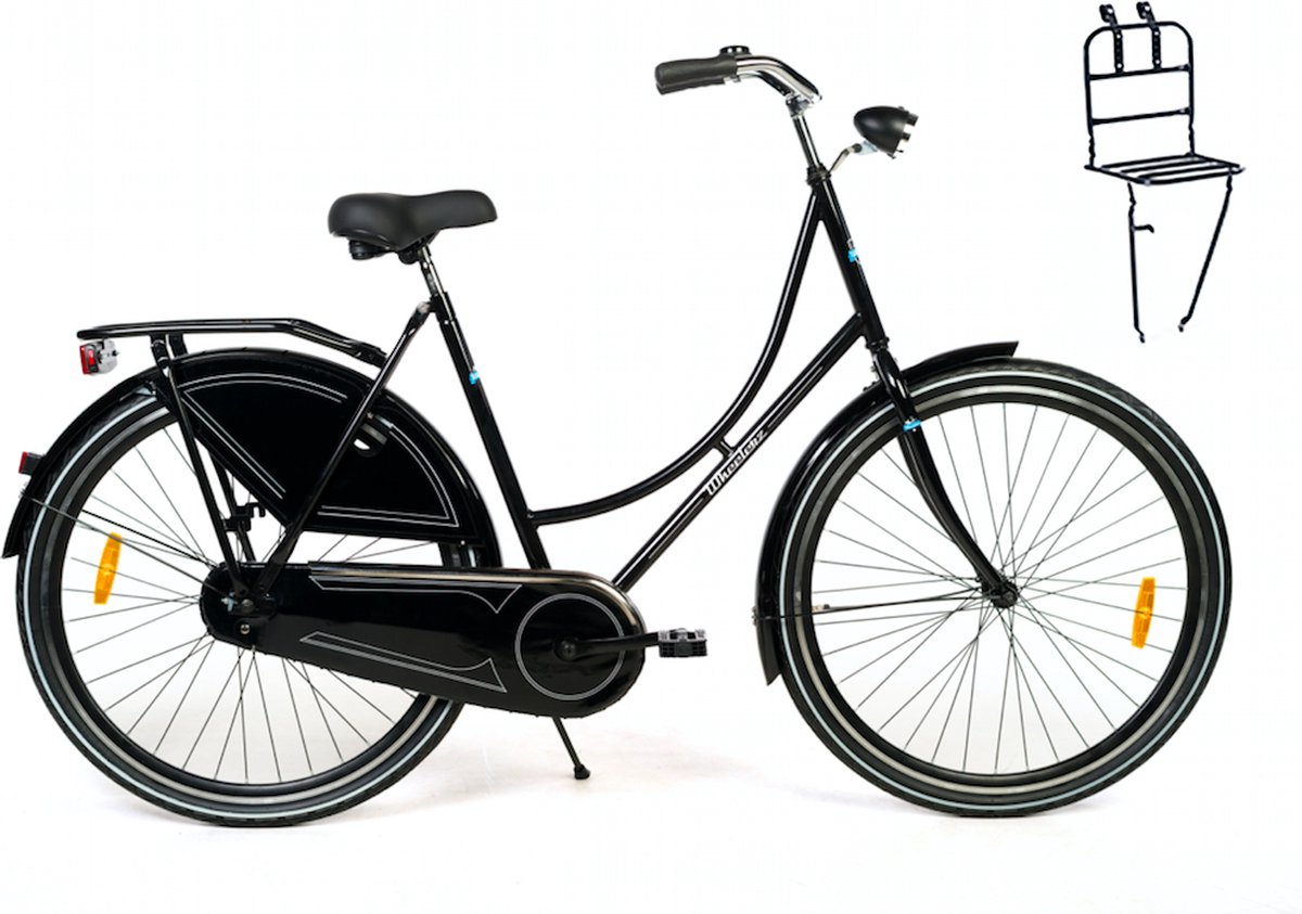wheelerz nl omafiets 28 inch 53cm zwart incl voordrager rijklaar