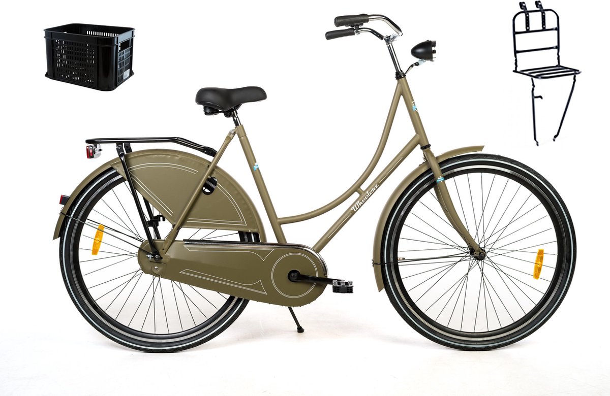 wheelerz nl omafiets groen met voordrager en krat