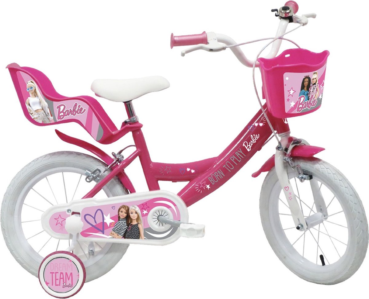 14 inch Barbie fiets met luchtbanden, poppenzitje en mandje Kinderfiets kopen online