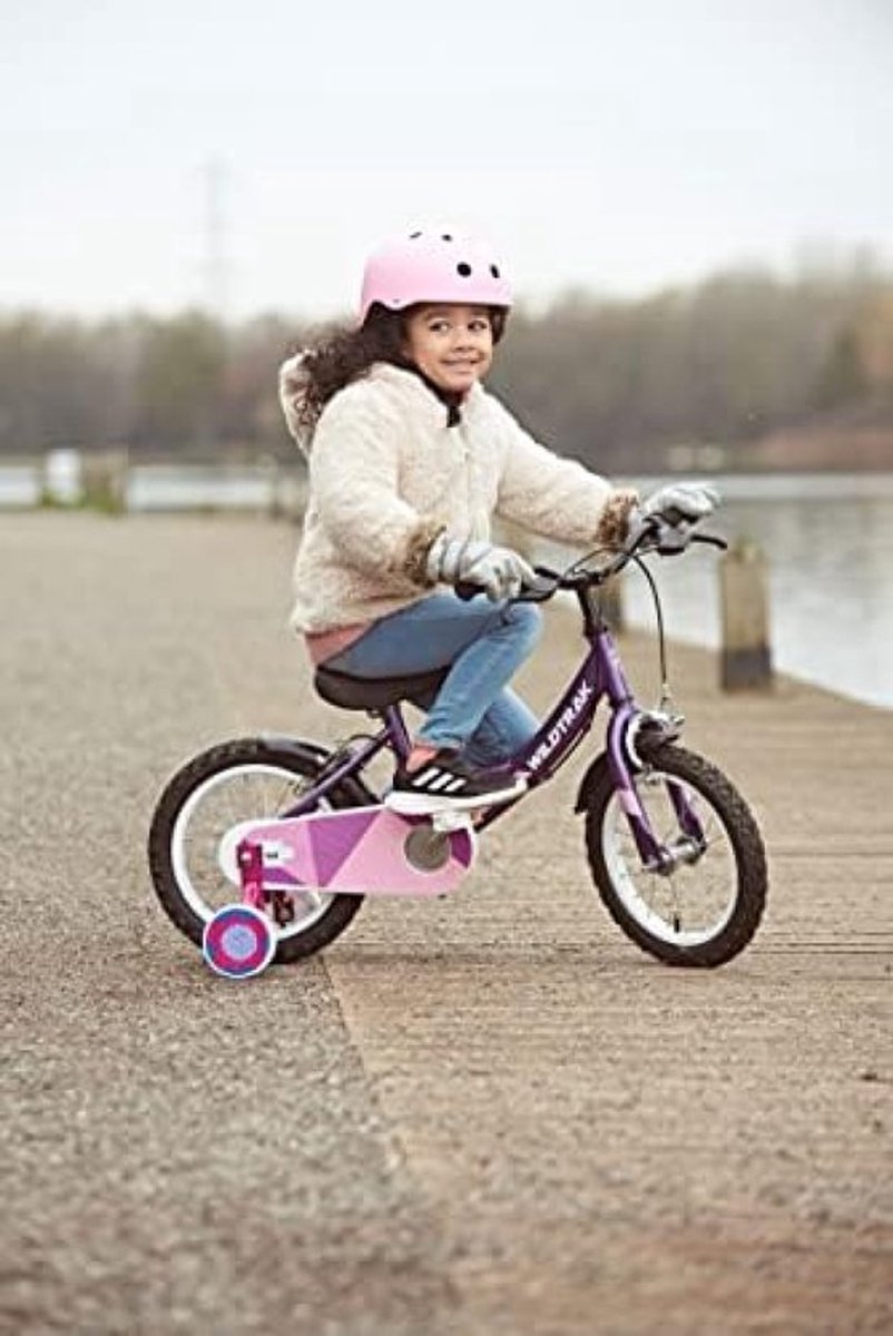 14 inch fiets voor kinderen van 3 tot 5 jaar met steunwielen lila