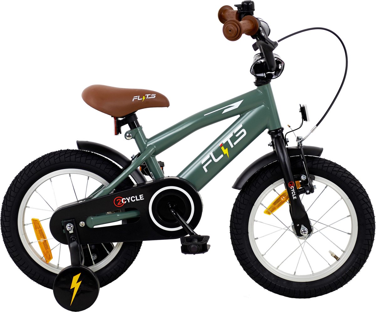 2Cycle Flits- Kinderfiets - 14 inch - Groen - Jongensfiets - 14 inch fiets Kinderfiets kopen online