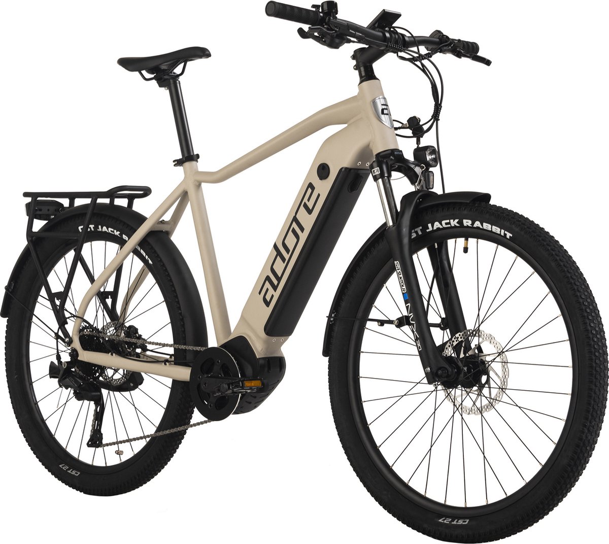 adore fiets elektrisch adore e suv 28 aluminium trekkingfiets stx 600 middenmotor 60nm 15ah desert sand mat 53 cm