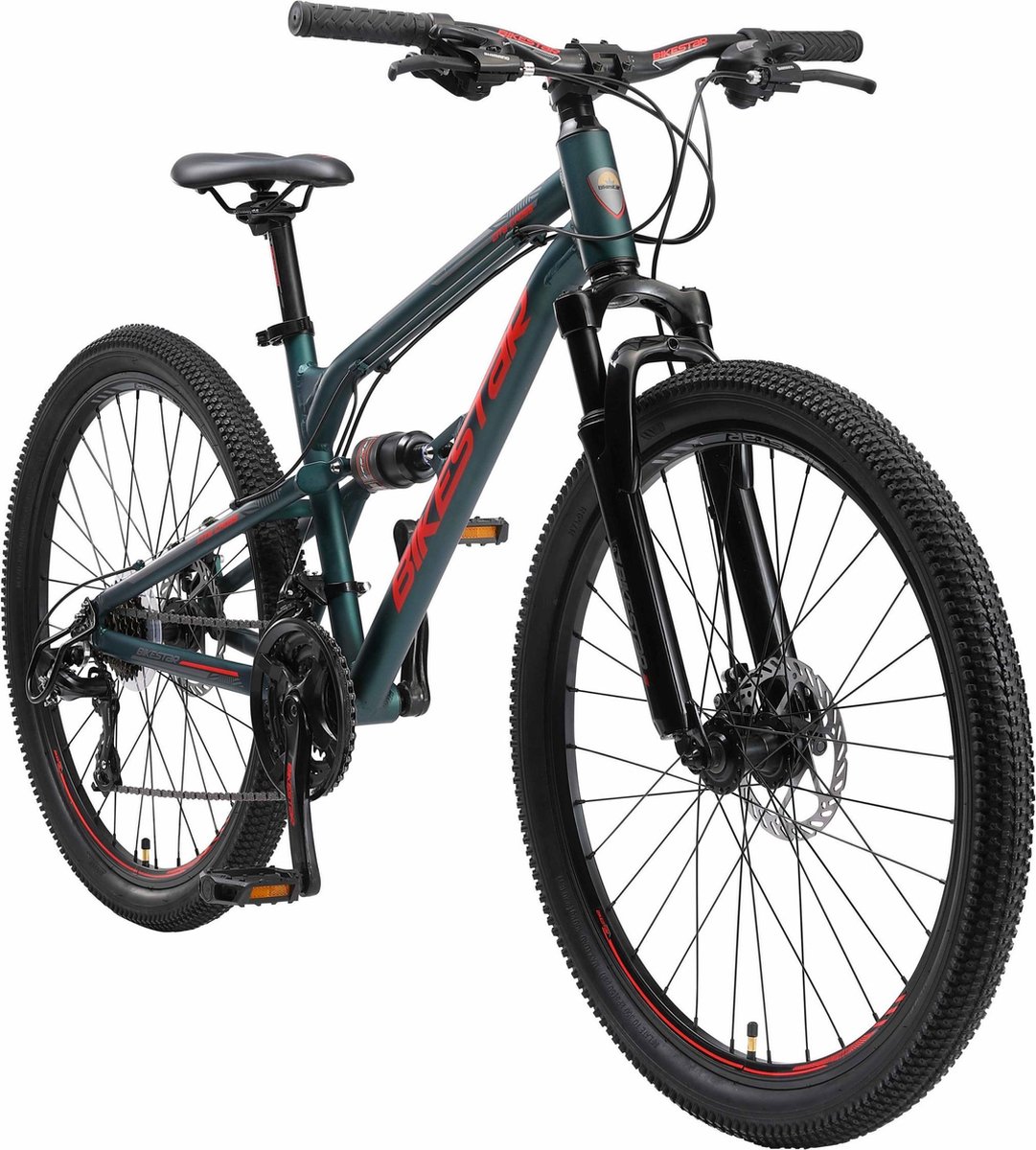 bikestar 26 inch alu mtb fully 21 speed groen