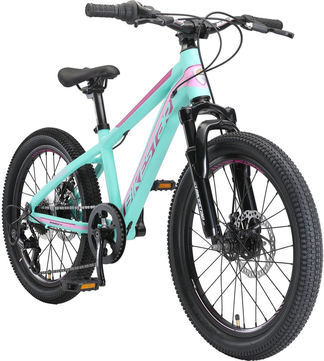 bikestar kinderfiets mtb sport 7speed 20inch mintgroen roze