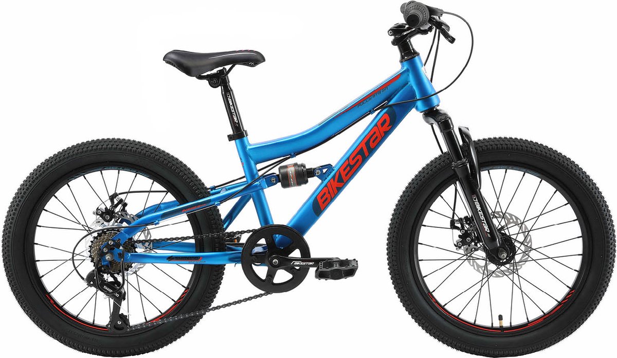 bikestar mtb fully staal 21speed 24inch blauw oranje