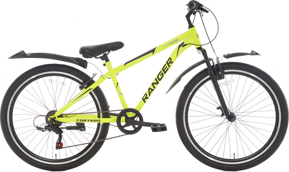 Cortego Ranger Jongensfiets 26 inch Fluogeel 7 Versnellingen - Kinderfiets - Mountainbike inclusief spatborden Kinderfiets kopen online