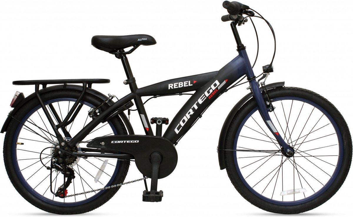 cortego rebel jongensfiets 24 inch blauw 7 versnellingen 7 tot 10 jaar