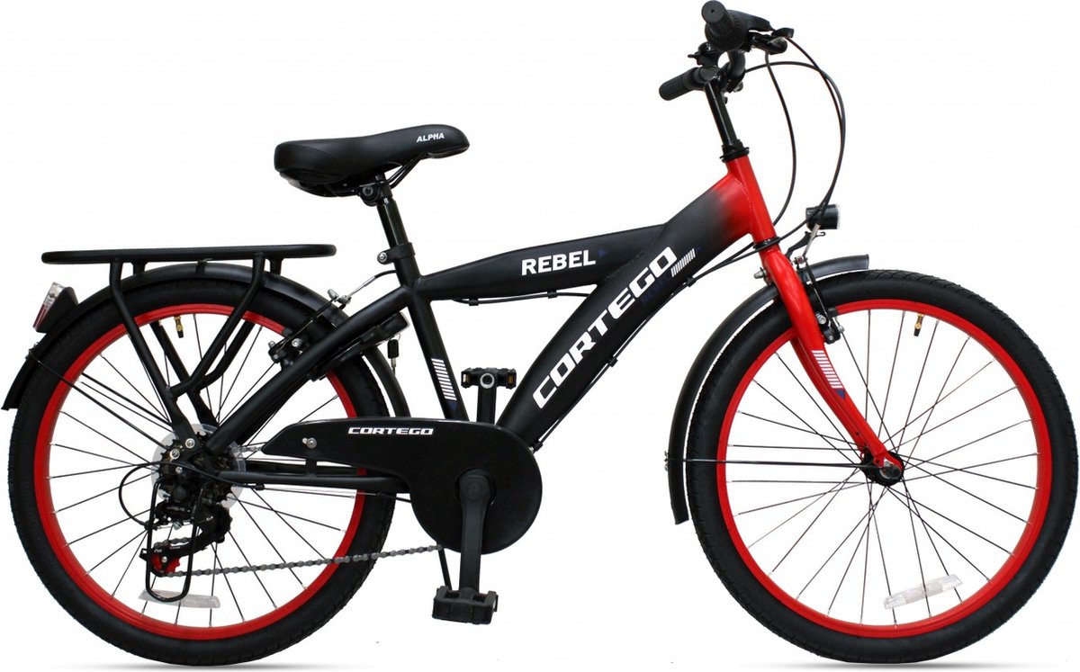 cortego rebel jongensfiets 24 inch rood 7 versnellingen 7 tot 10 jaar