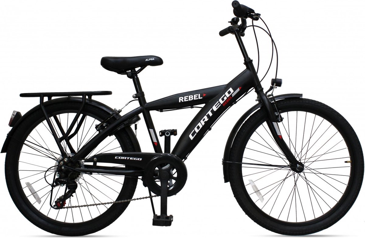 cortego rebel jongensfiets 24 inch zwart 7 versnellingen 7 tot 10 jaar