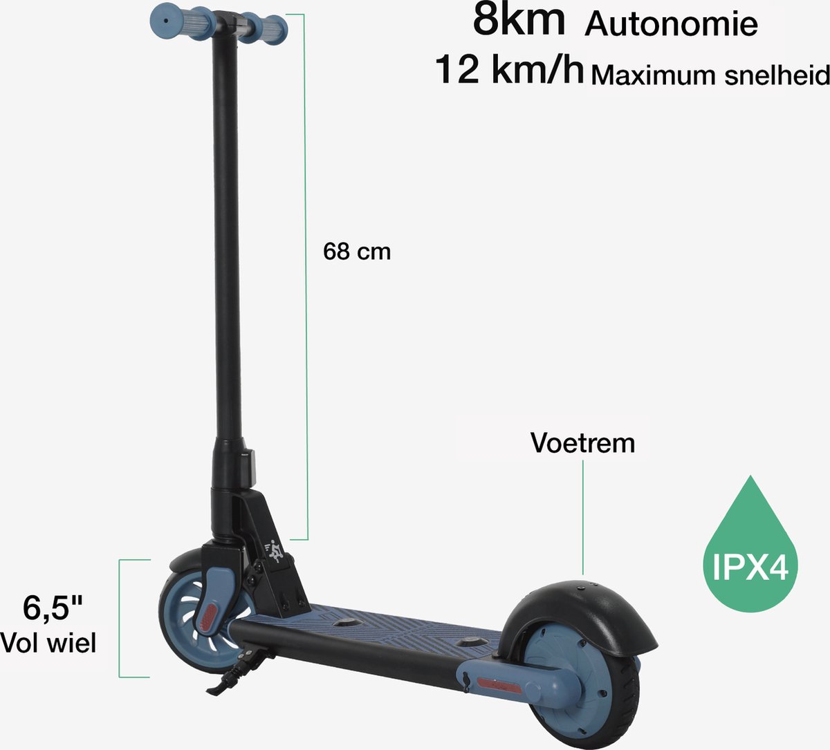 elektrische step kids t650 blauw 8 km bereik max 12km u