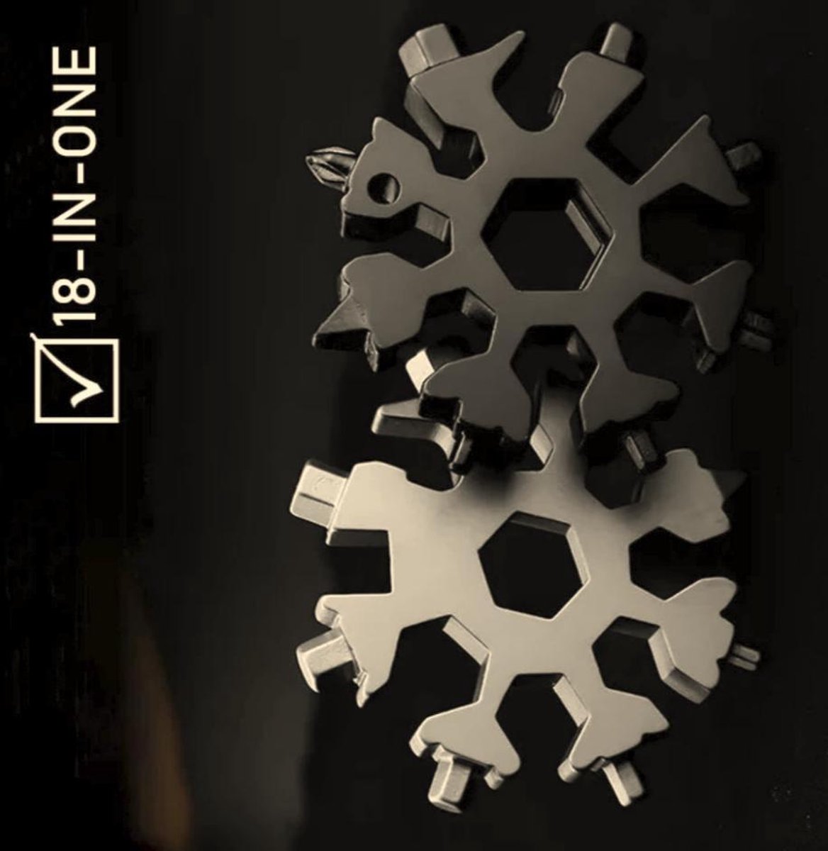 fietsgereedschap snowflake 18 in 1 multitool gereedschap sleutelhanger sneeuwvlok 18 delig flessenopener inbussleutel