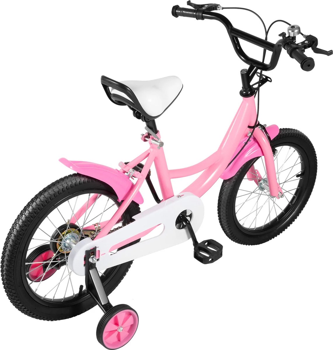 Jodary kinderfiets 16inch - 4 tot 8 jaar - Kinderfiets Meisje -Hoogte Verstelbaar - Zij Wielen - Rose - Wiel diameter 40cm Kinderfiets kopen online