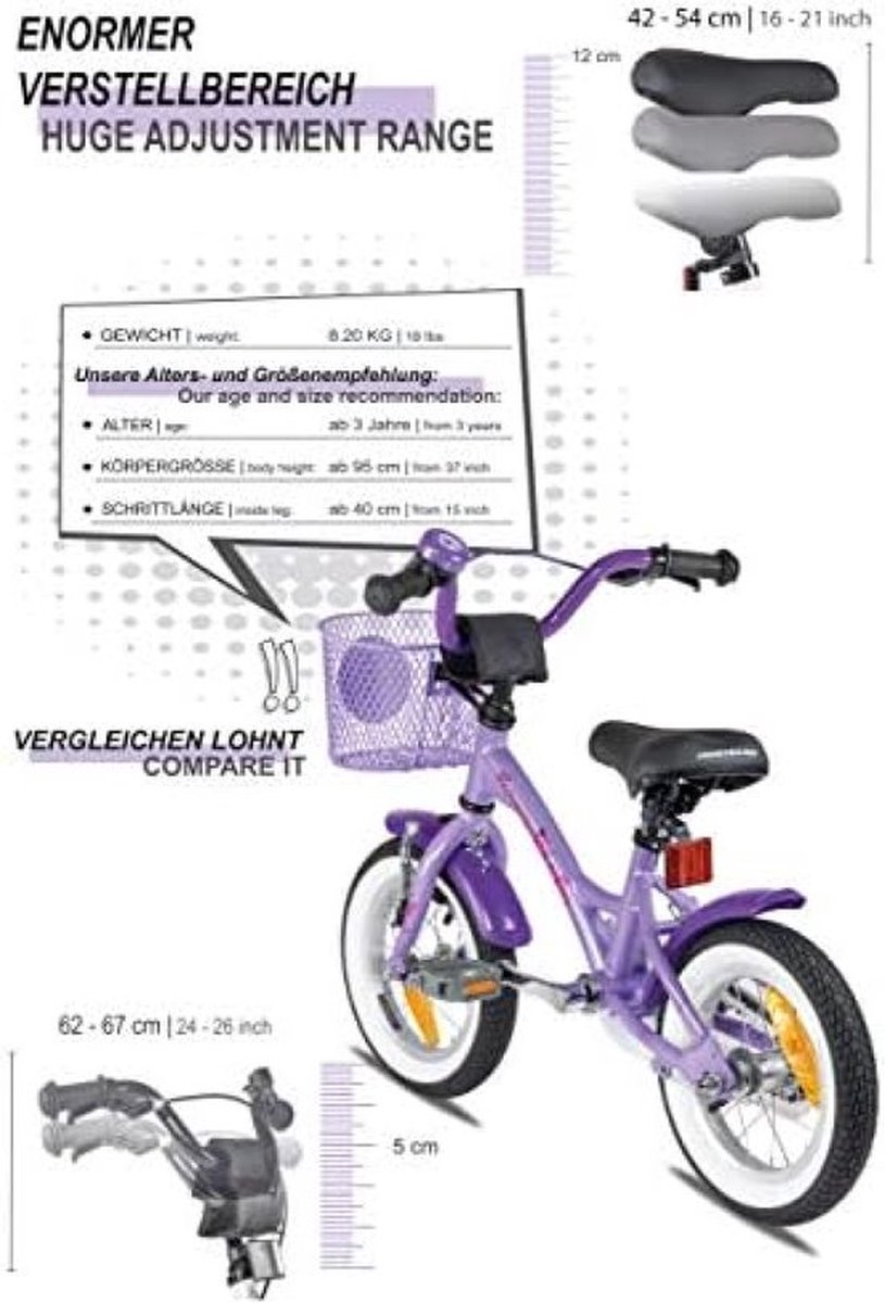 Kinderfiets 12 Inch Meisje met Zijwieltjes en Terugtraprem Fiets kopen online