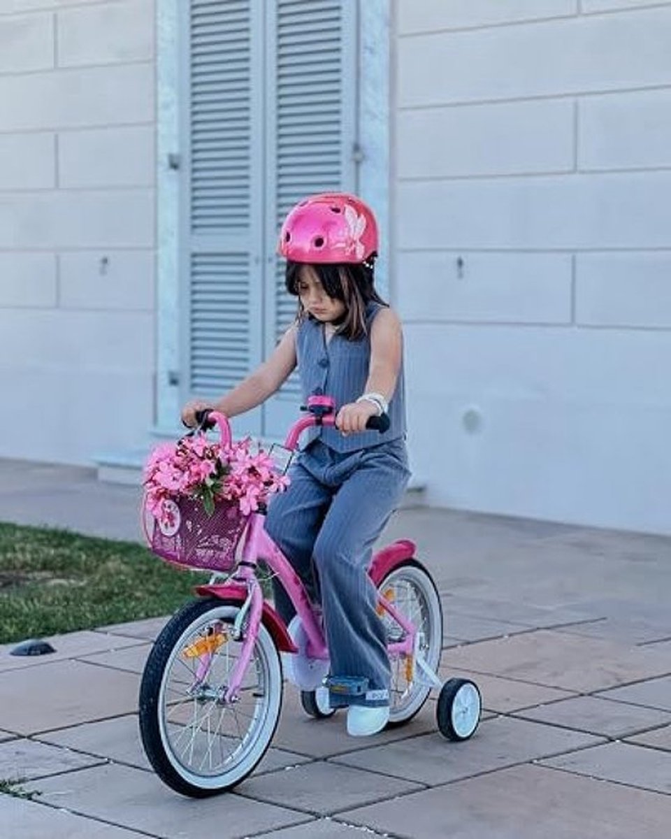 kinderfiets 16 inch meisjes fiets voor meisje van 5 jaar met zijwieltjes en terugtraprem in roze