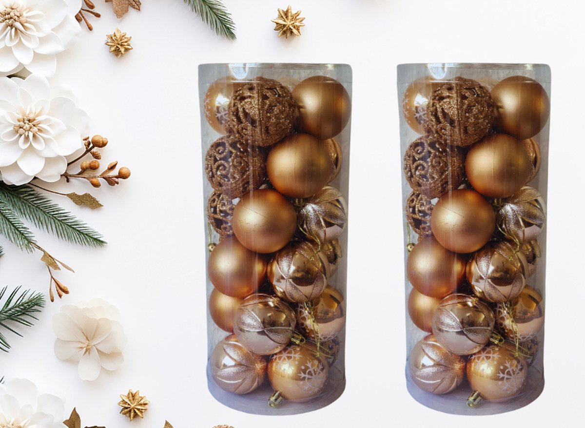 onbreekbare kerstballen set 48 stuks goudkleurig 6 cm