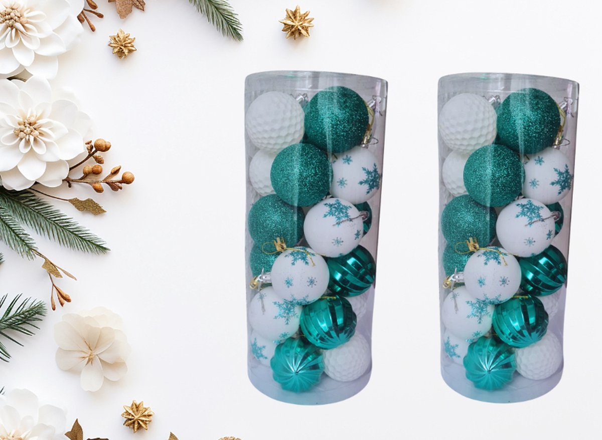 onbreekbare kerstballen set 48 stuks groen wit 6 cm