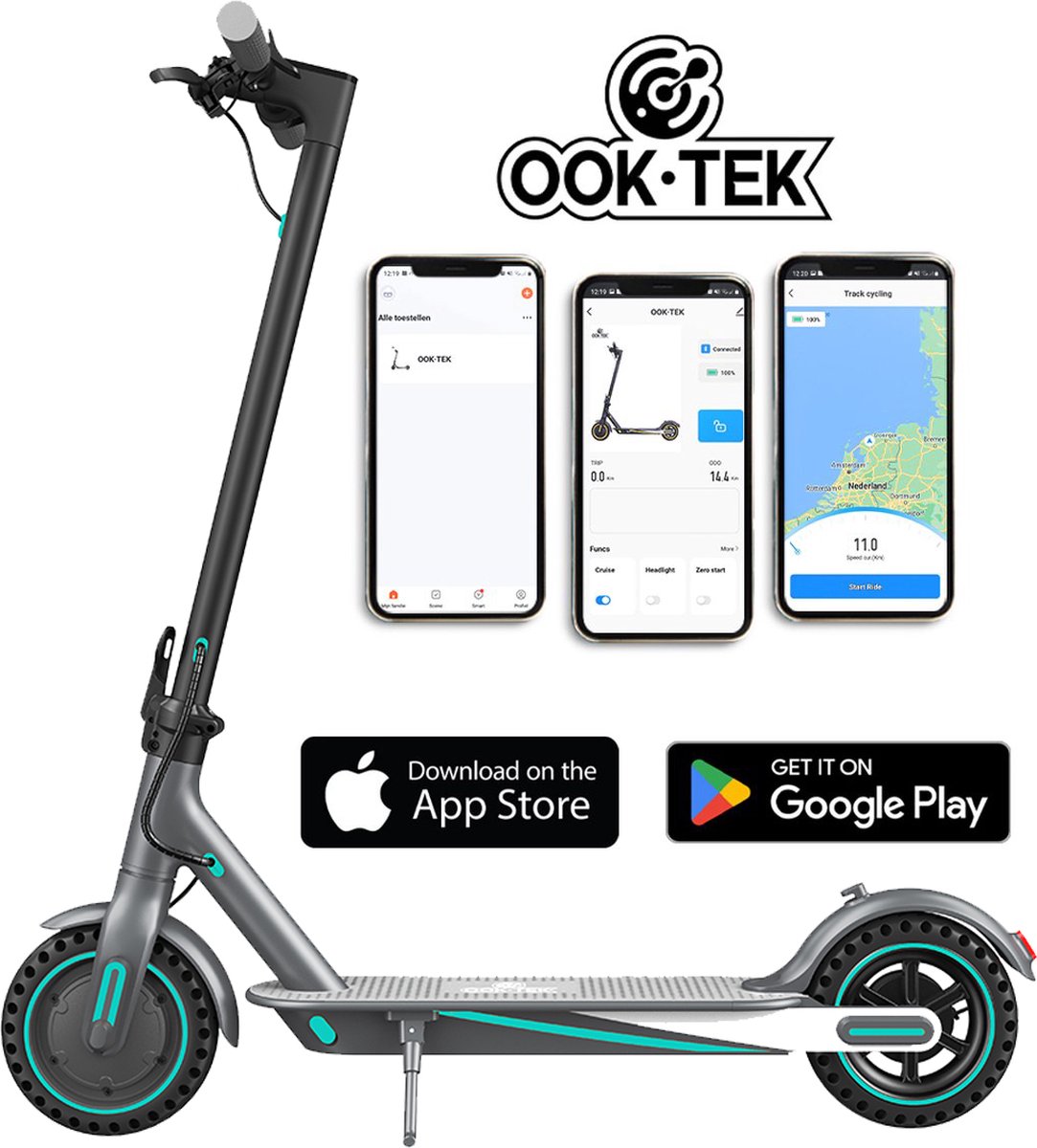 ooktek elektrische step voor kinderen volwassenen e scooter anti lek banden cruise control app 25km u led verlichting schokbestendige wielen