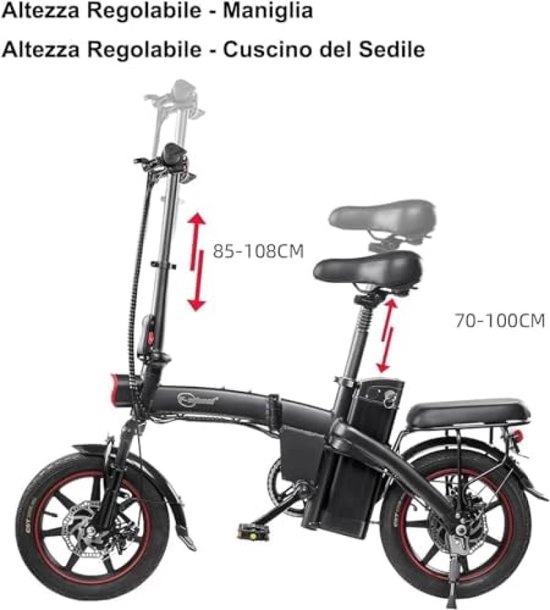 opvouwbare elektrische fiets 14 inch e fiets elektrische fiets met geassisteerd trappen verwijderbare batterij 3 pedaalmodi 25km h slimme led display