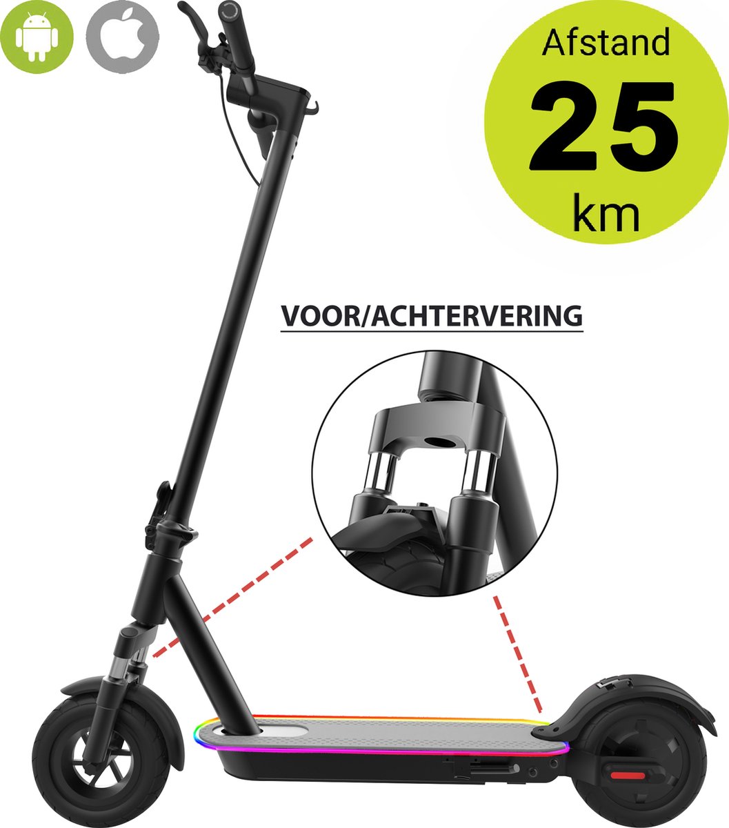 Techno PRO TURBO - Premium Elektrische Step voor Volwassenen en Kinderen - 350W - 30 km/u - Bereik 20-25km - Dubbele Vering - E-Step - Met APP - 8,5” Anti-lek Banden - Zwart Elektrische Step kopen online