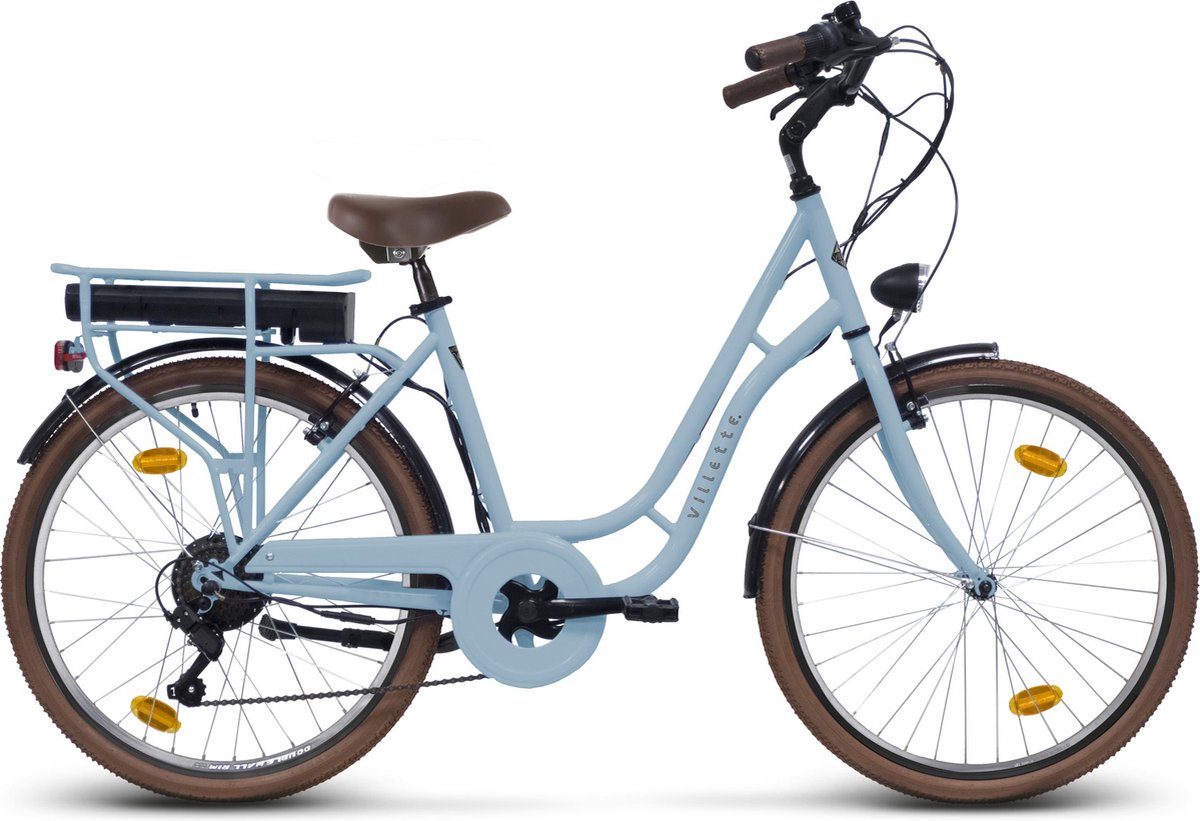 Villette Vintage retro elektrische fiets blauw Fiets (elektrisch) kopen online