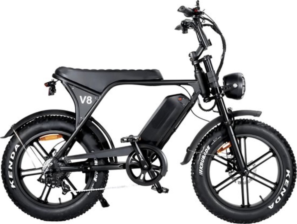 vilolux fatbike electrisch fatbike v8 pro legaal rijklaar niet opvoerbare fatbikes 2 jaar garantie telefoontasje hydraulische remmen alarm zwart